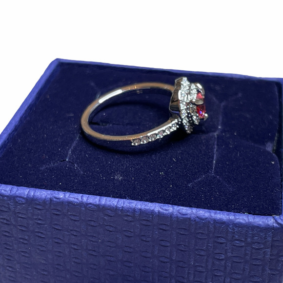 Swarovski One Ring Heart Red Rhodium Plated  7 - Picture 6 of 12
